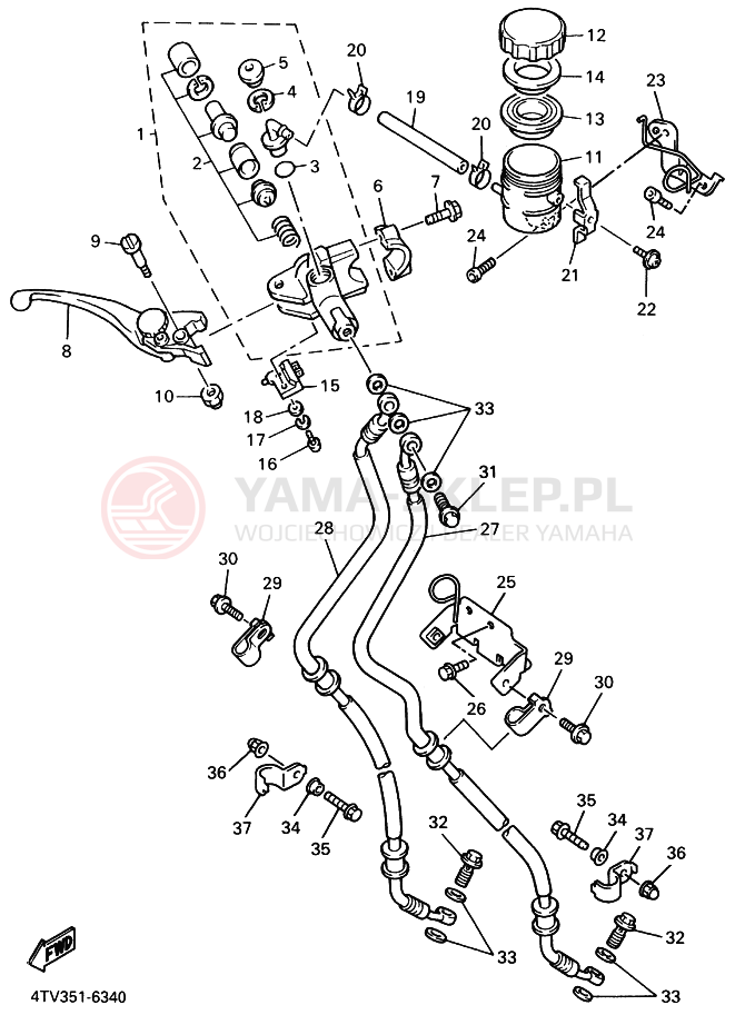Schemat "Pompa hamulcowa przednia" do Yamaha YZF600R THUNDERCAT