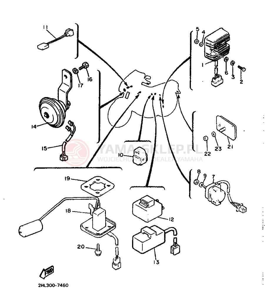 Schemat "układ elektryczny" do Yamaha XJ900F
