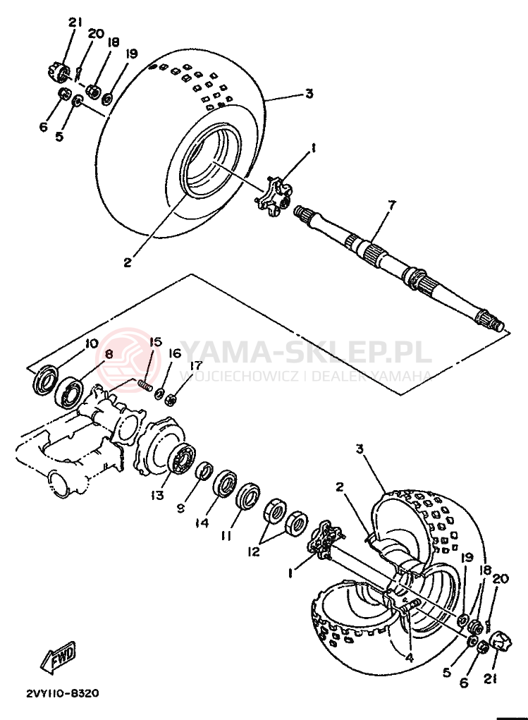 Schemat "Koło tył" do Yamaha MOTO 4 - 200 DX