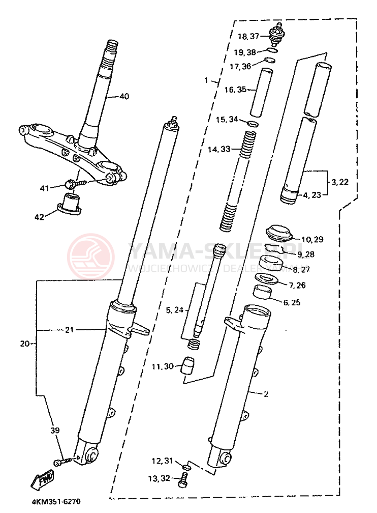 Schemat "Amortyzatory przód" do Yamaha XJ900S DIVERSION