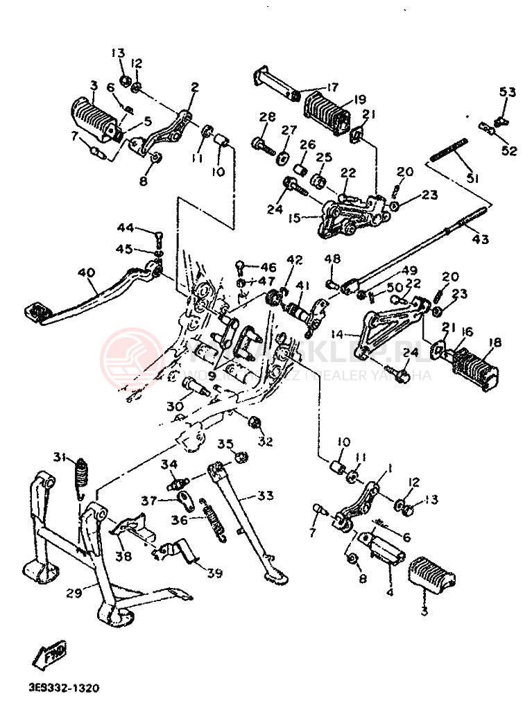 Schemat "Stopka postojowa i podnóżki" do Yamaha SR500