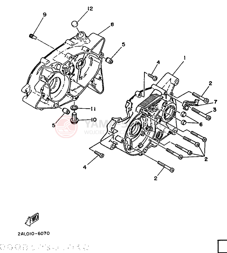 Schemat "Pokrywa silnika" do Yamaha YSR50