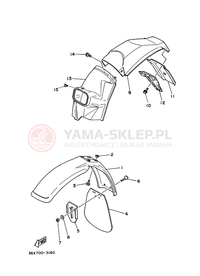 Schemat "błotnik" do Yamaha AG200F