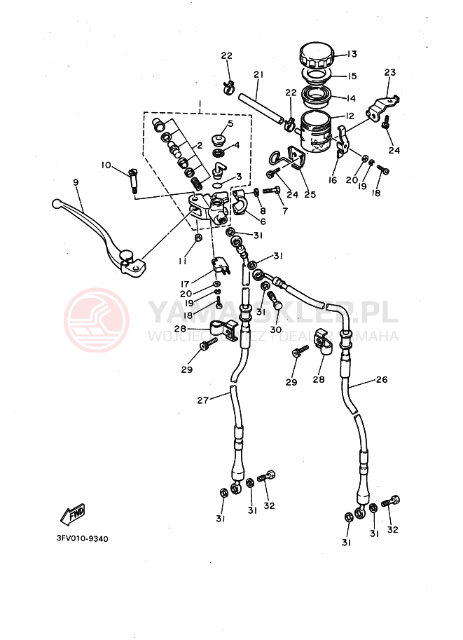 Schemat "Pompa hamulcowa przednia" do Yamaha FZR750R