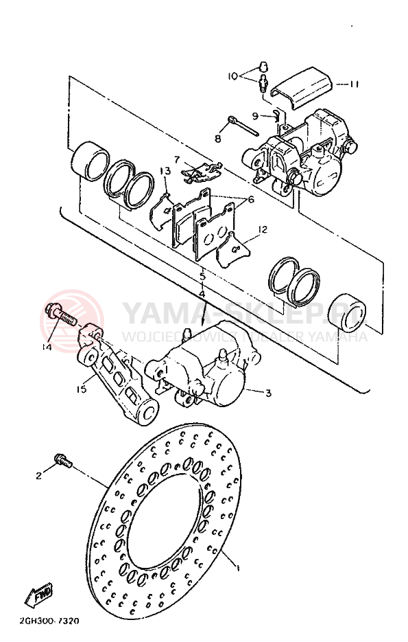 Schemat "Zacisk hamulcowy tylny" do Yamaha FZ750