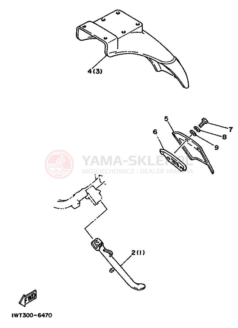 Schemat "Zawieszenie przód" do Yamaha RD350LCF