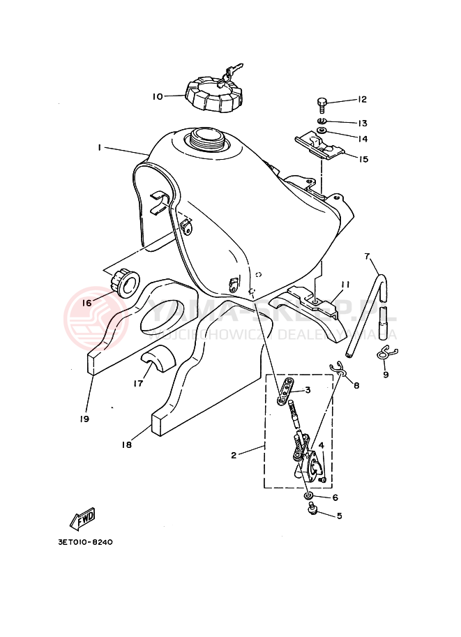 Schemat "zbiornik paliwa" do Yamaha DT200R