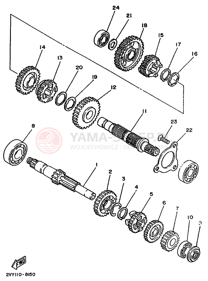 Schemat "Skrzynia biegów " do Yamaha MOTO 4 - 200 DX