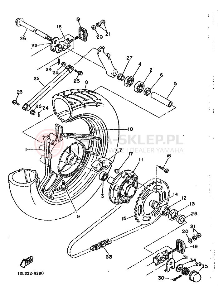 Schemat "Koło tył" do Yamaha SRX600
