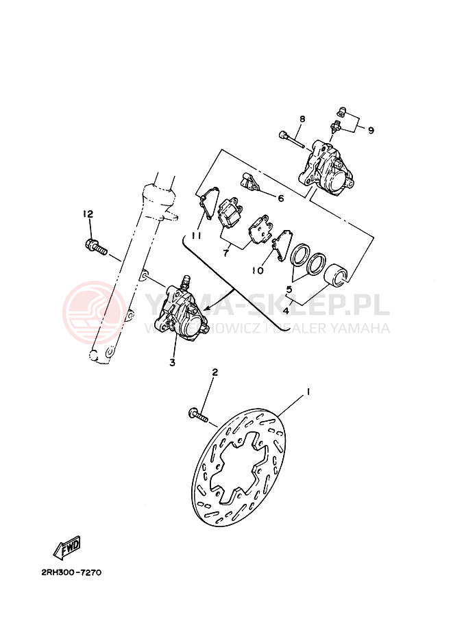 Schemat "Układ hamulcowy przód" do Yamaha TZR125