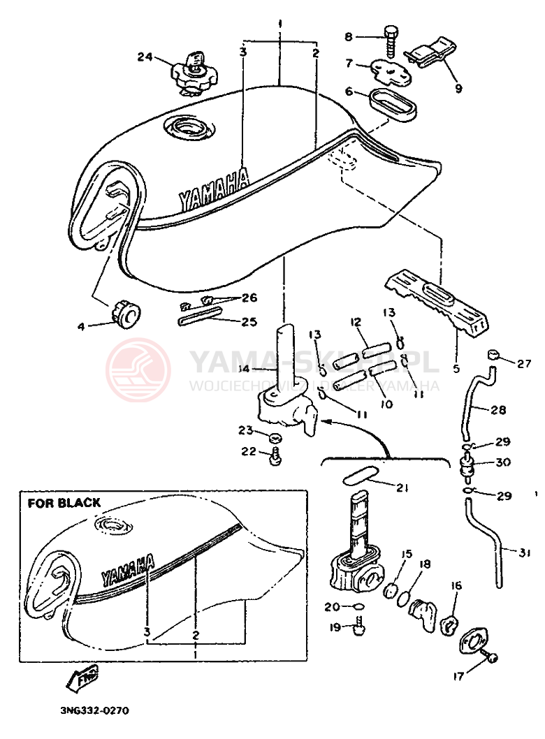 Schemat "zbiornik paliwa" do Yamaha XJ900