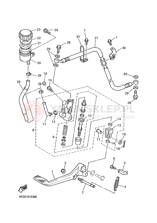 Schemat "Pompa hamulcowa tył" do Yamaha XJR1200