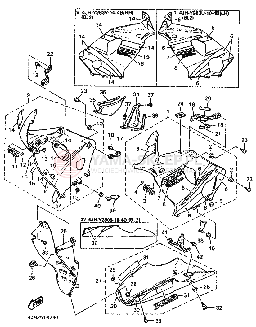 Schemat "POKRYWA SILNIKA 2" do Yamaha FZR600R