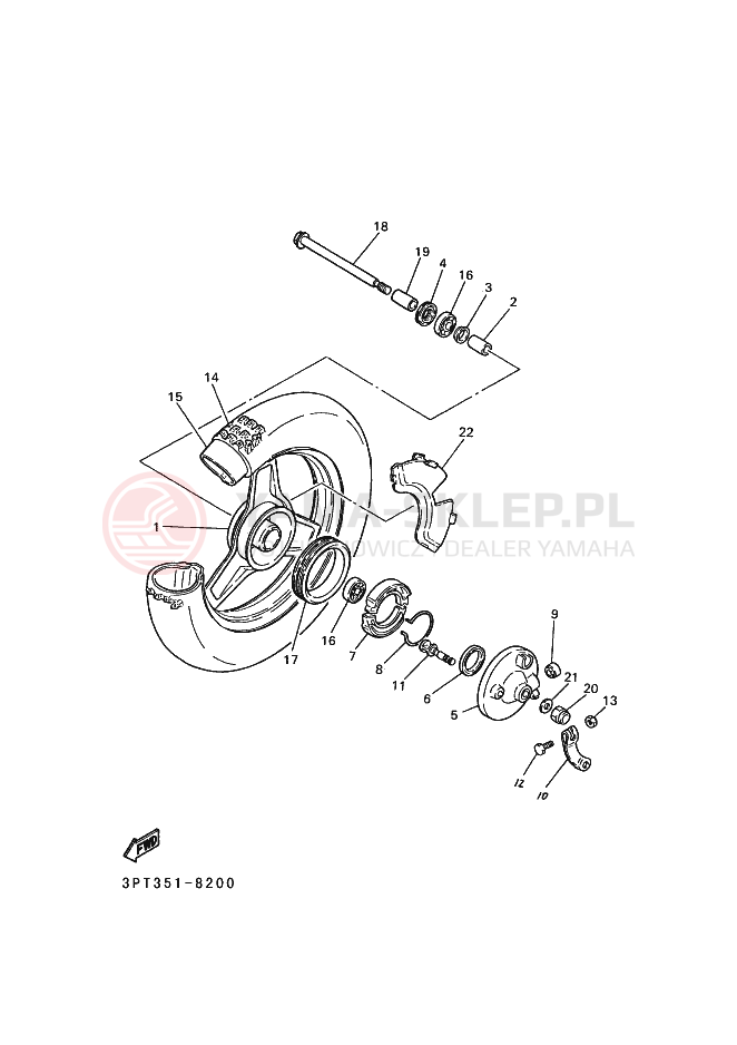 Schemat "Koło przód" do Yamaha PW50