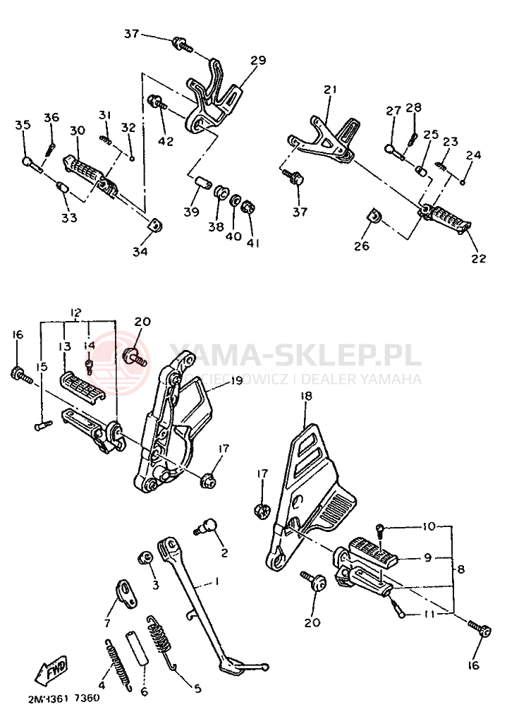 Schemat "Stopka postojowa i podnóżki" do Yamaha FZ750