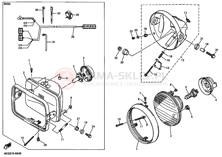 Schemat "Lampa przód" do Yamaha XJR1200