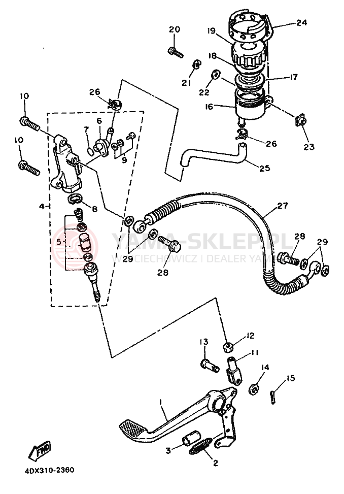 Schemat "Pompa hamulcowa tył" do Yamaha FZR400RR
