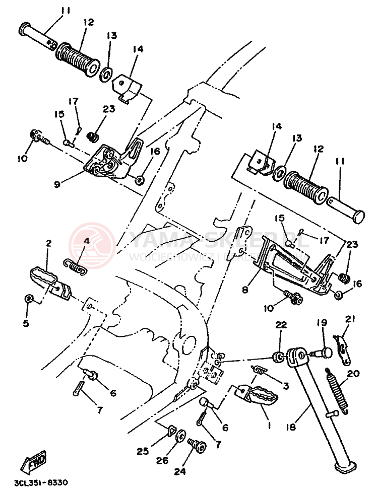 Schemat "Stopka postojowa i podnóżki" do Yamaha TDR240