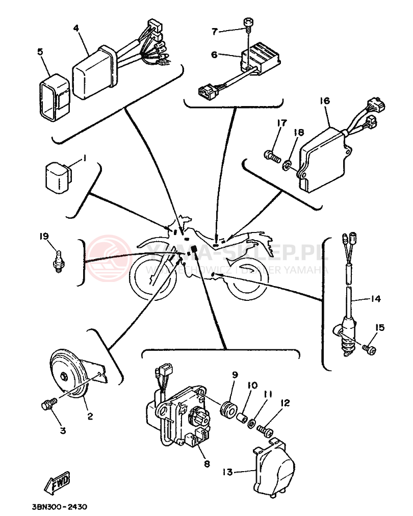 Schemat "układ elektryczny" do Yamaha DT125R