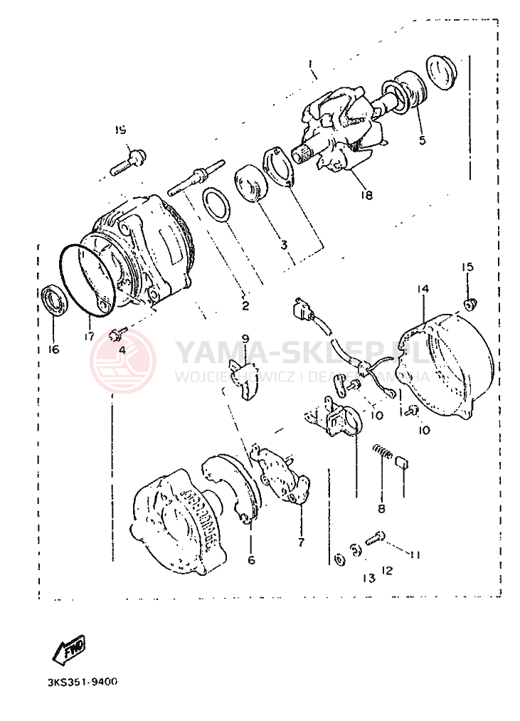 Schemat "prądnica" do Yamaha FZ750 GENESIS