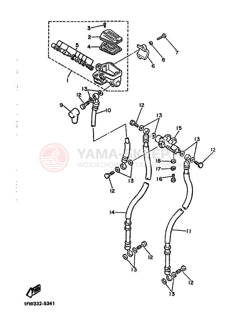Schemat "Pompa hamulcowa przednia" do Yamaha XJ900F