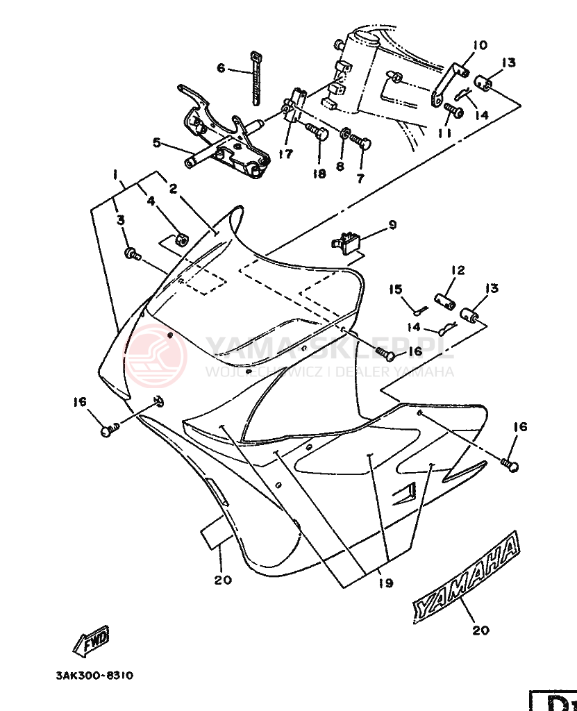 Schemat "elementy nadwozia" do Yamaha TZ250
