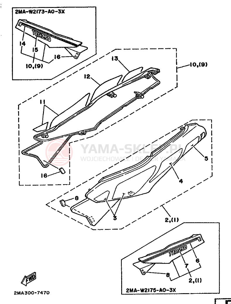 Schemat "Zawieszenie przód" do Yamaha TZR250