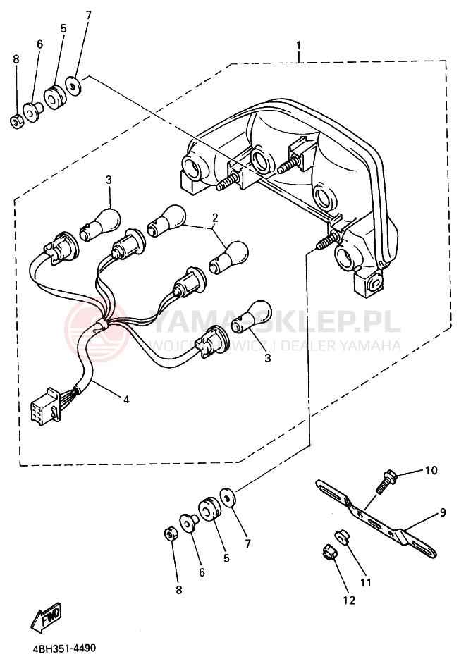 Schemat "lampa tył" do Yamaha GTS1000A