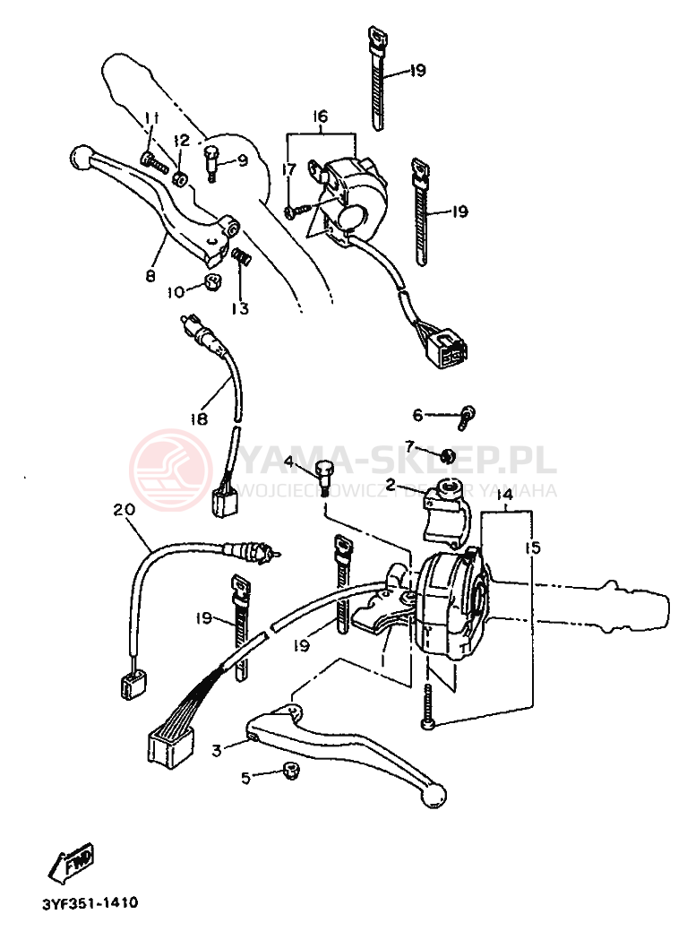 Schemat "Kierownica i osprzęt" do Yamaha XTZ660