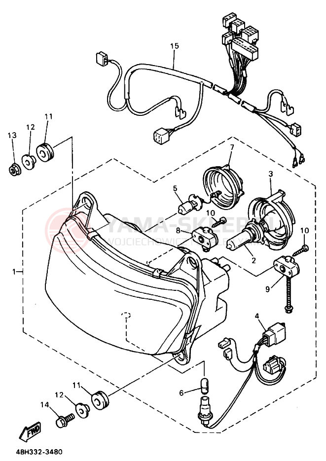 Schemat "Lampa przód" do Yamaha GTS1000