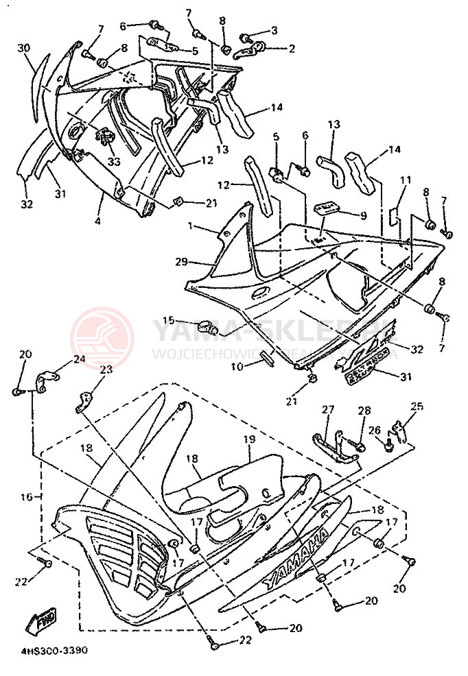 Schemat "elementy nadwozia" do Yamaha YZF750SP
