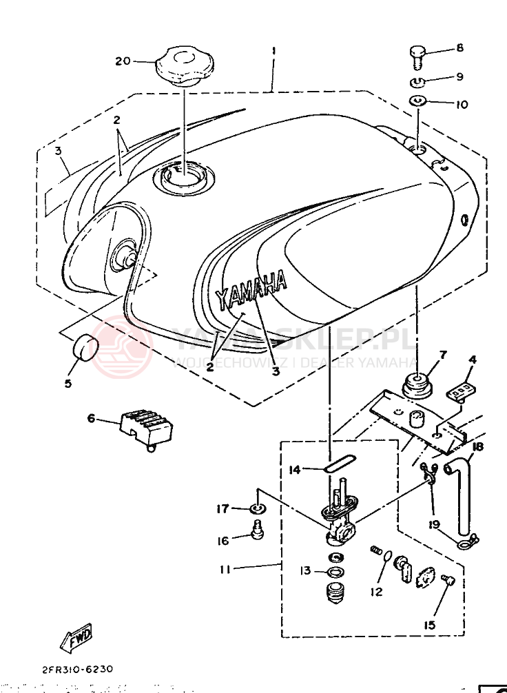 Schemat "zbiornik paliwa" do Yamaha RD50M
