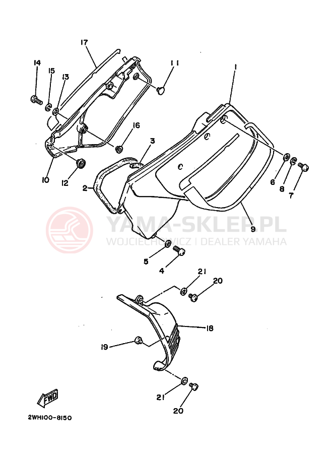 Schemat "Pokrywa boczna" do Yamaha YZ490 YZ490U