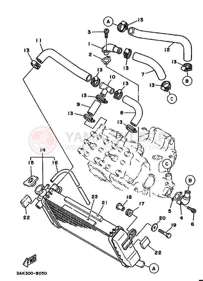 Schemat "Układ chlodzenia" do Yamaha TZ250