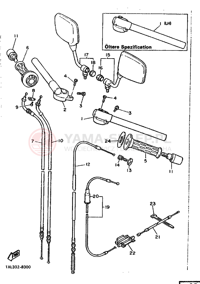 Schemat "Kierownica i osprzęt" do Yamaha SRX600