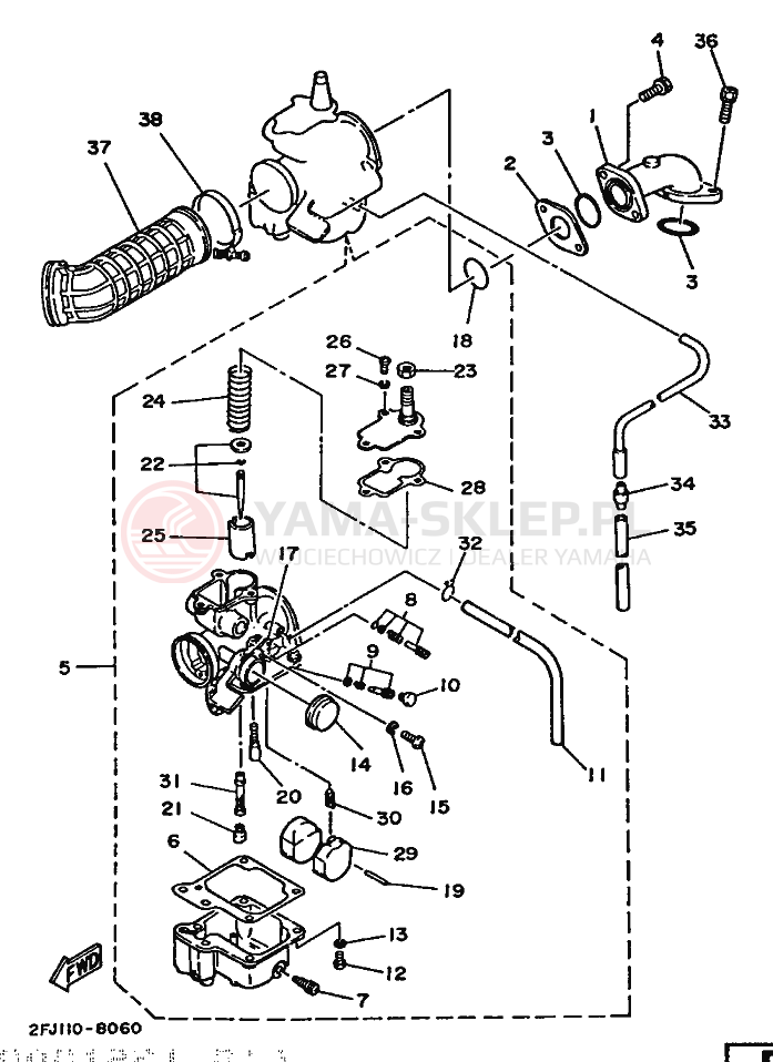Schemat "Wtrysk paliwa" do Yamaha YFM80T