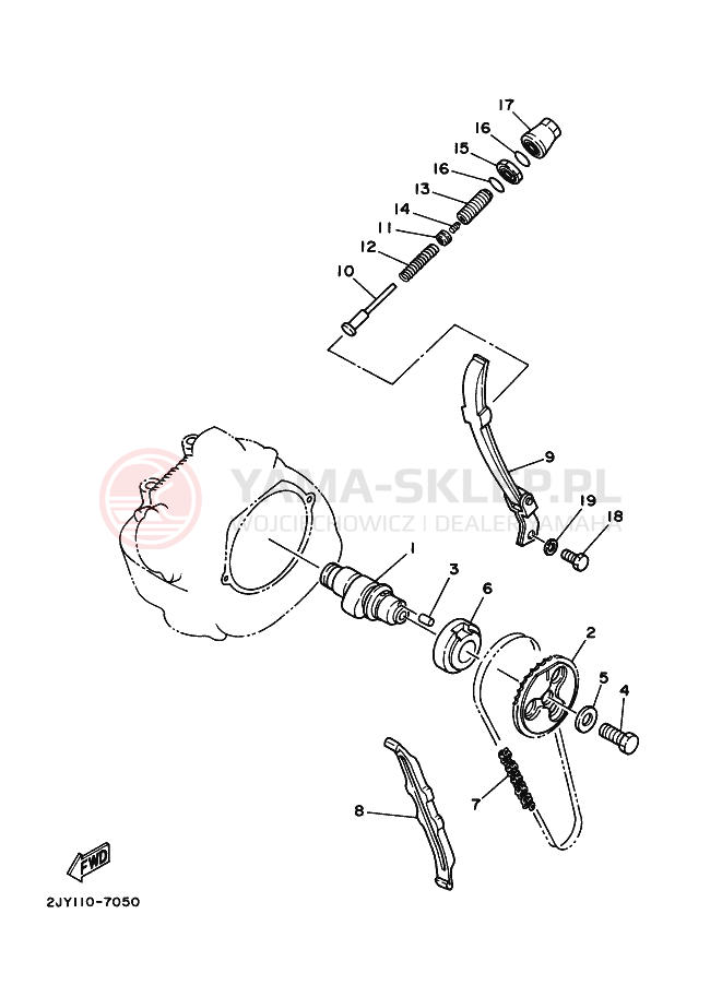 Schemat "Rozrząd - łańcuszek" do Yamaha TW200E