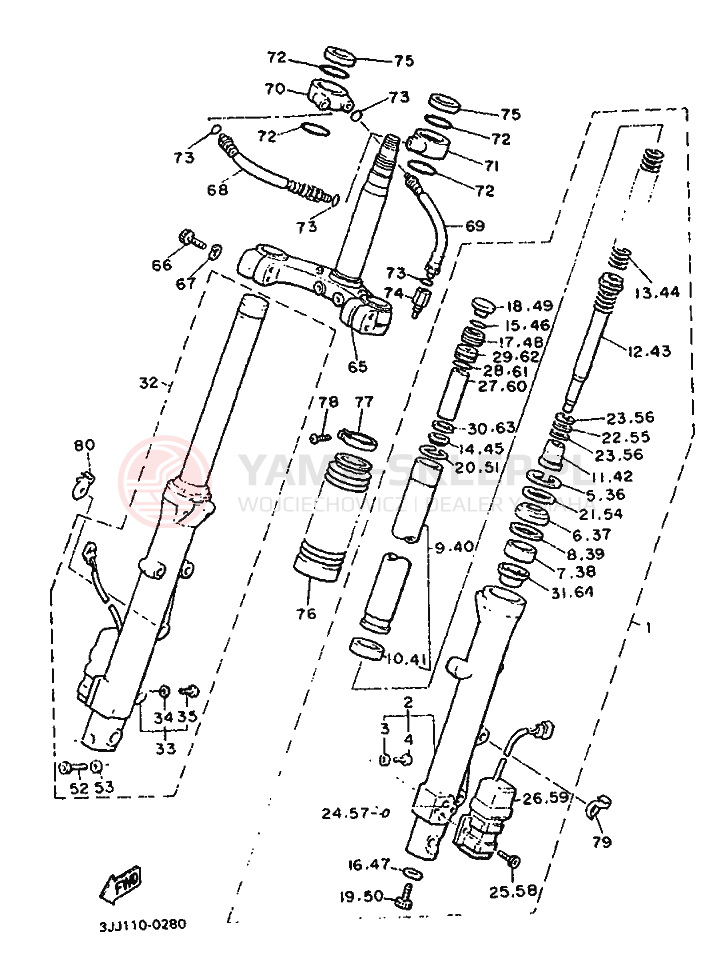 Schemat "Amortyzatory przód" do Yamaha XVZ13TD VENTURE ROYAL