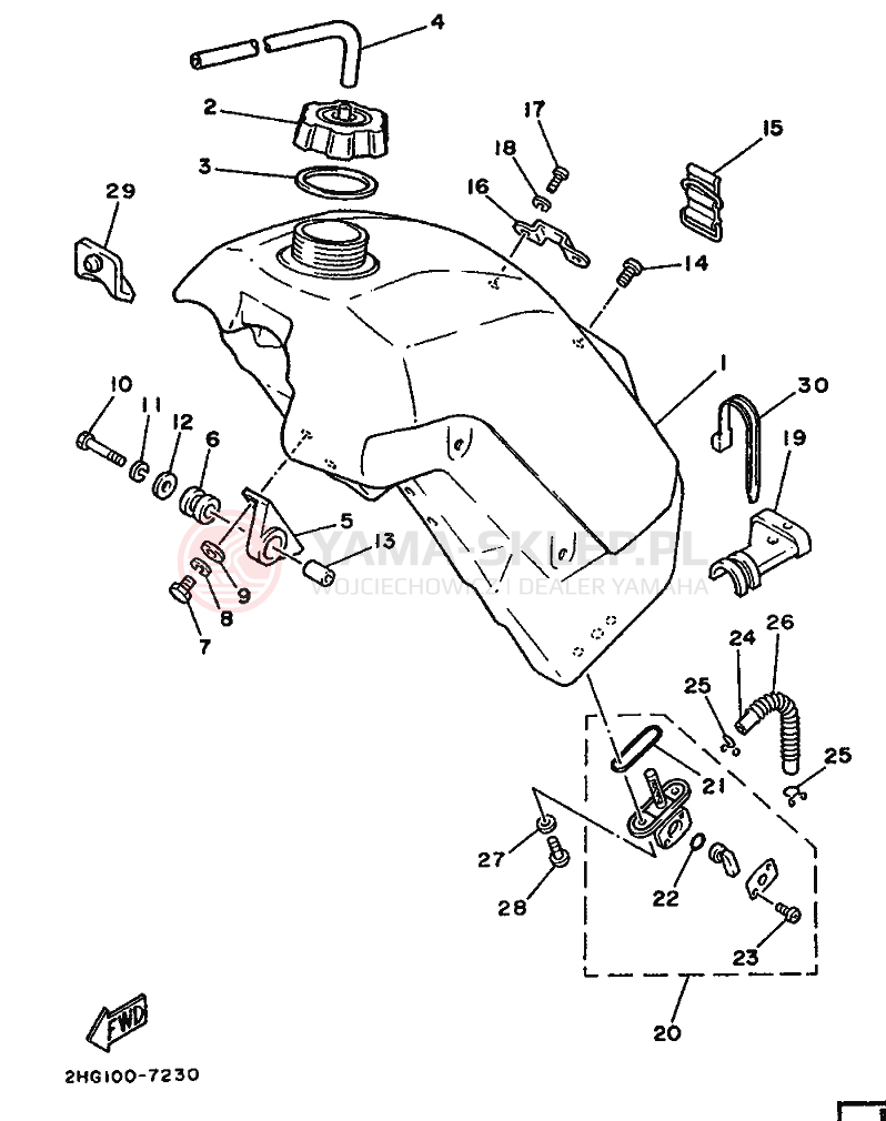 Schemat "zbiornik paliwa" do Yamaha YZ125