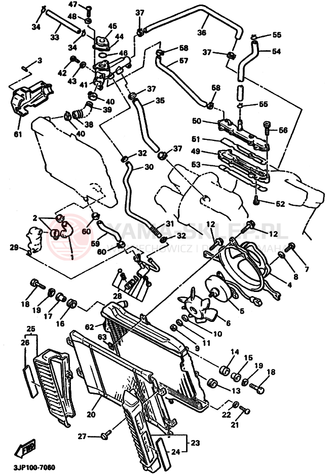 Schemat "Układ chlodzenia" do Yamaha VMX12 VMX12J VMAX