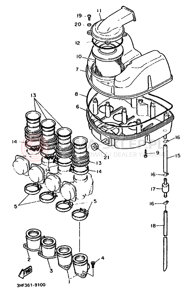 Schemat "Wtrysk paliwa" do Yamaha FZR500