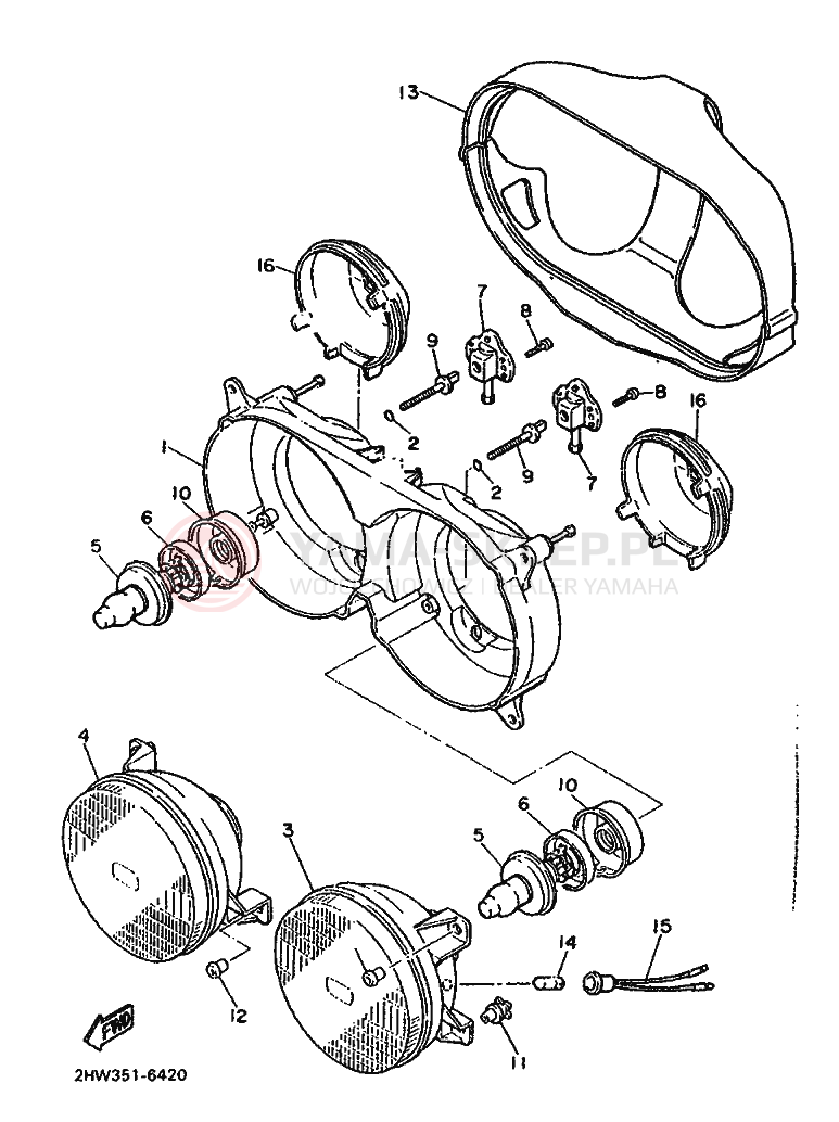 Schemat "Lampa przód" do Yamaha FZ600