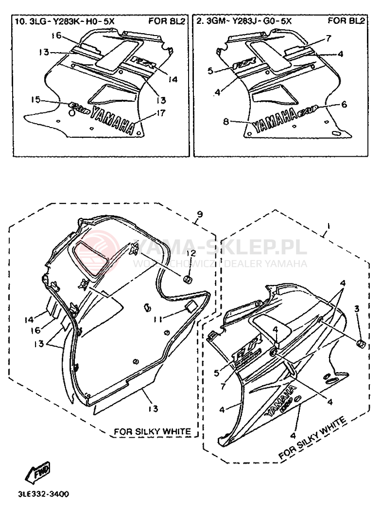 Schemat "POKRYWA SILNIKA 2" do Yamaha FZR1000