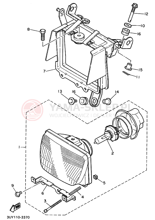 Schemat "Lampa przód" do Yamaha XT400E
