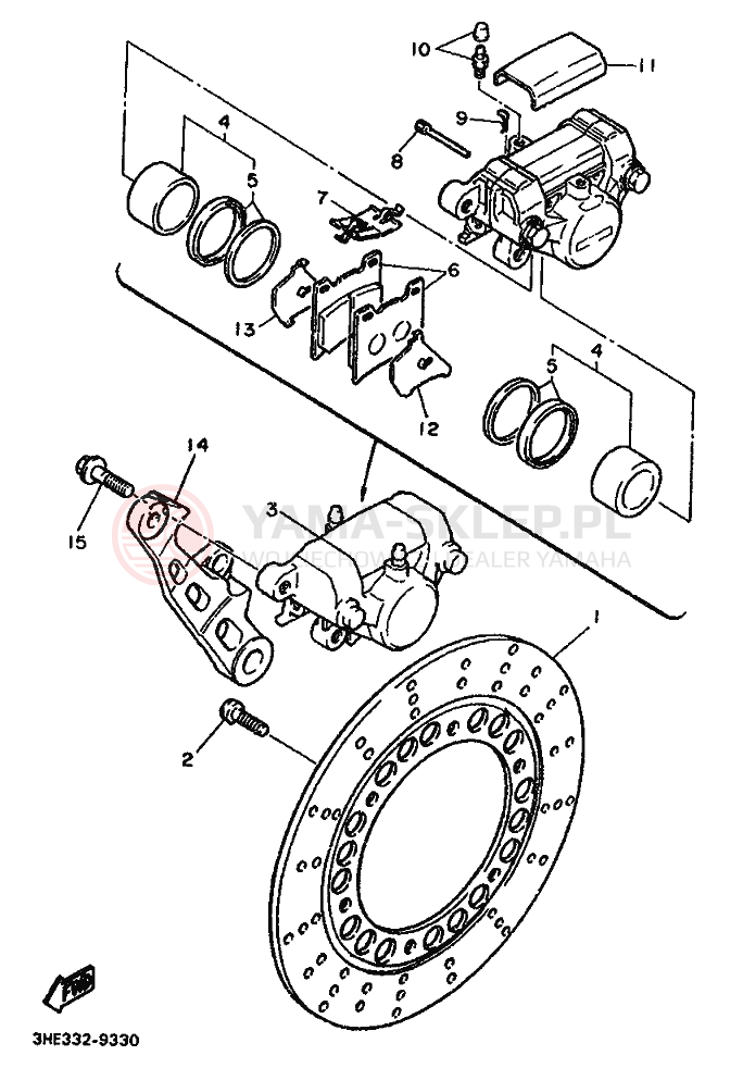 Schemat "Zacisk hamulcowy tylny" do Yamaha FZR500