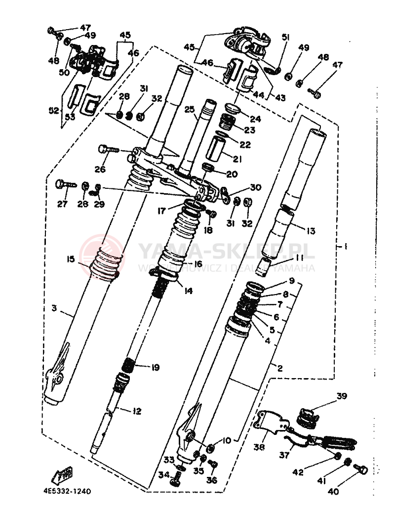 Schemat "Amortyzatory przód" do Yamaha XT500