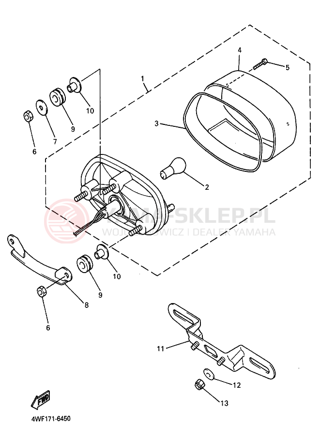 Schemat "lampa tył" do Yamaha YZF600R YZF600RK YZF