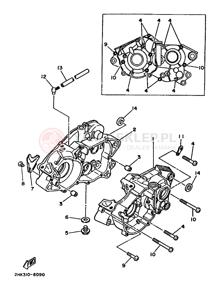 Schemat "Pokrywa silnika" do Yamaha RD125LC