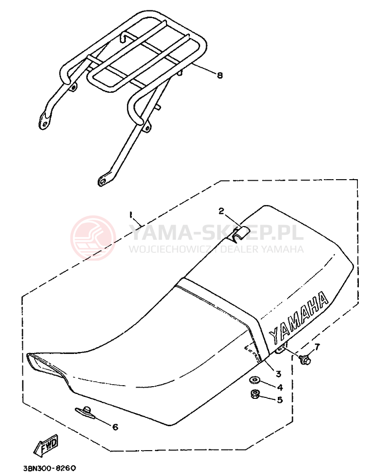 Schemat "siedzenie" do Yamaha DT125R