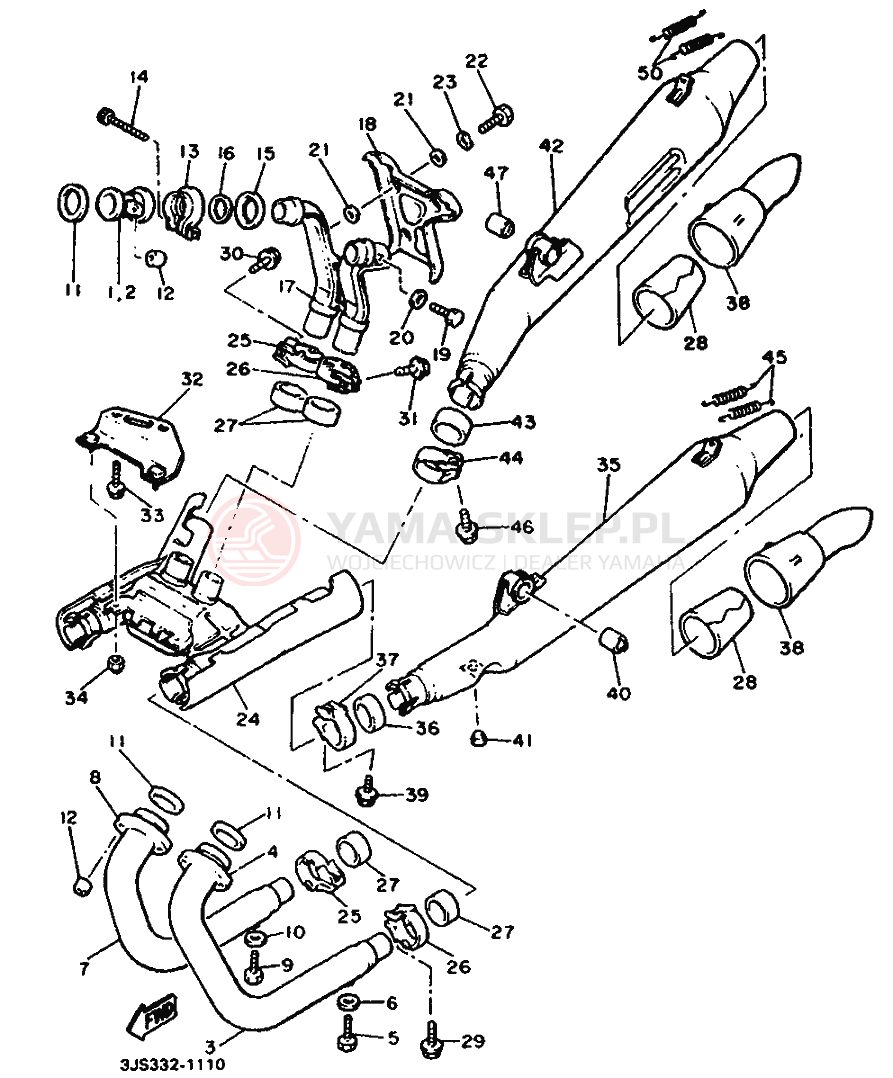 Schemat "Wydech końcowy" do Yamaha XVZ13TD VENTURE ROYAL